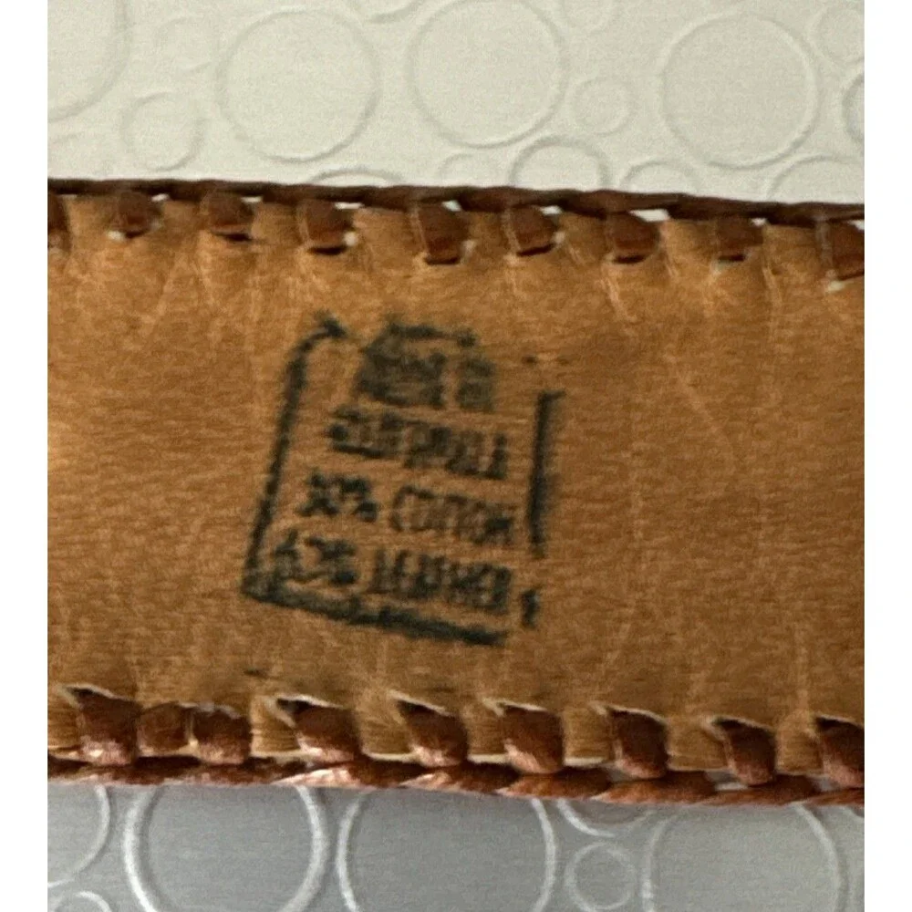 Vintage Handmade Guatemala Woven Belt 36 Cotton Leather Aztec Folk Art